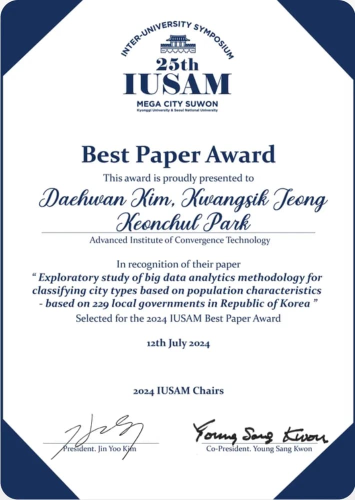 2024 IUSAM Best Paper Award — Exploratory study of big data analytics methodology for classifying city types based on population characteristics